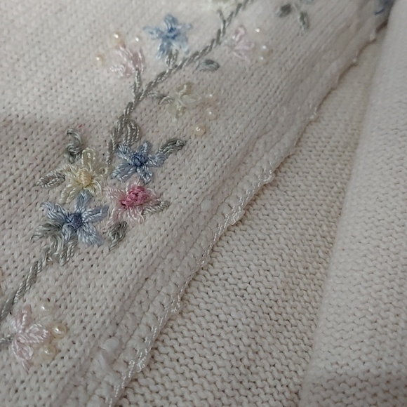 Carolyn Taylor cardigan sweater embroidery and beads vintage (InvW170) - Picture 7 of 11